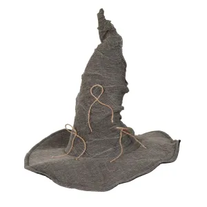Adults Deluxe Wizard Hat Grey Fabric Witch Fancy Dress