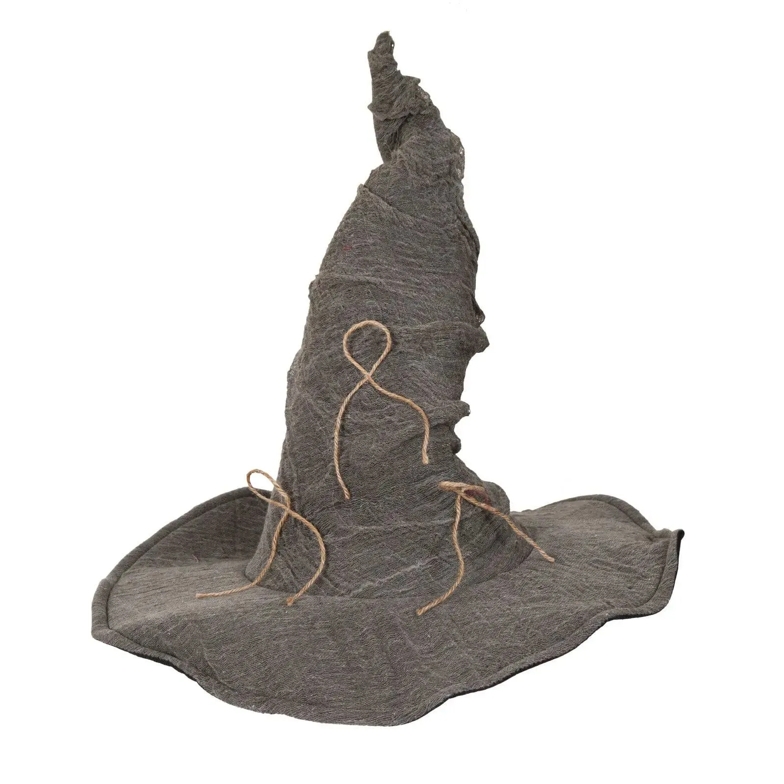 Adults Deluxe Wizard Hat Grey Fabric Witch Fancy Dress