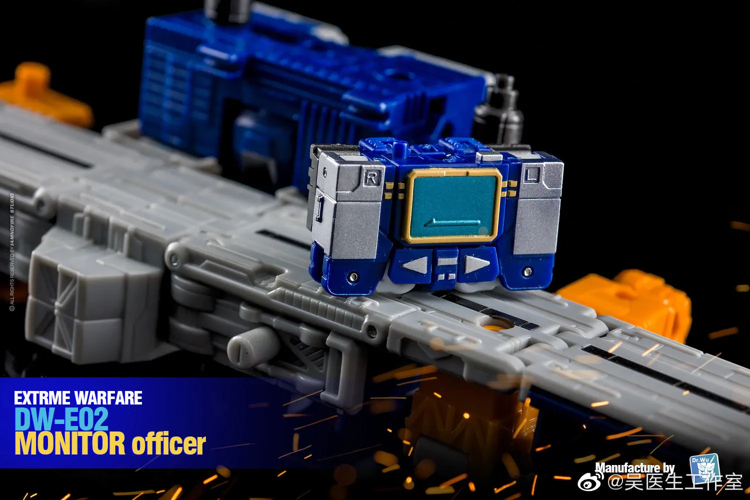 Dr.Wu & Mechanic Studio Extreme Warfare DW-E02 Monitor Officer Blue (Soundwave) / DW-E03  Big Surge (Beachbomber) Legends Class (Core Class) fit to Earthrise Titan Class 2 in 1 set 6cm / 4.6"
