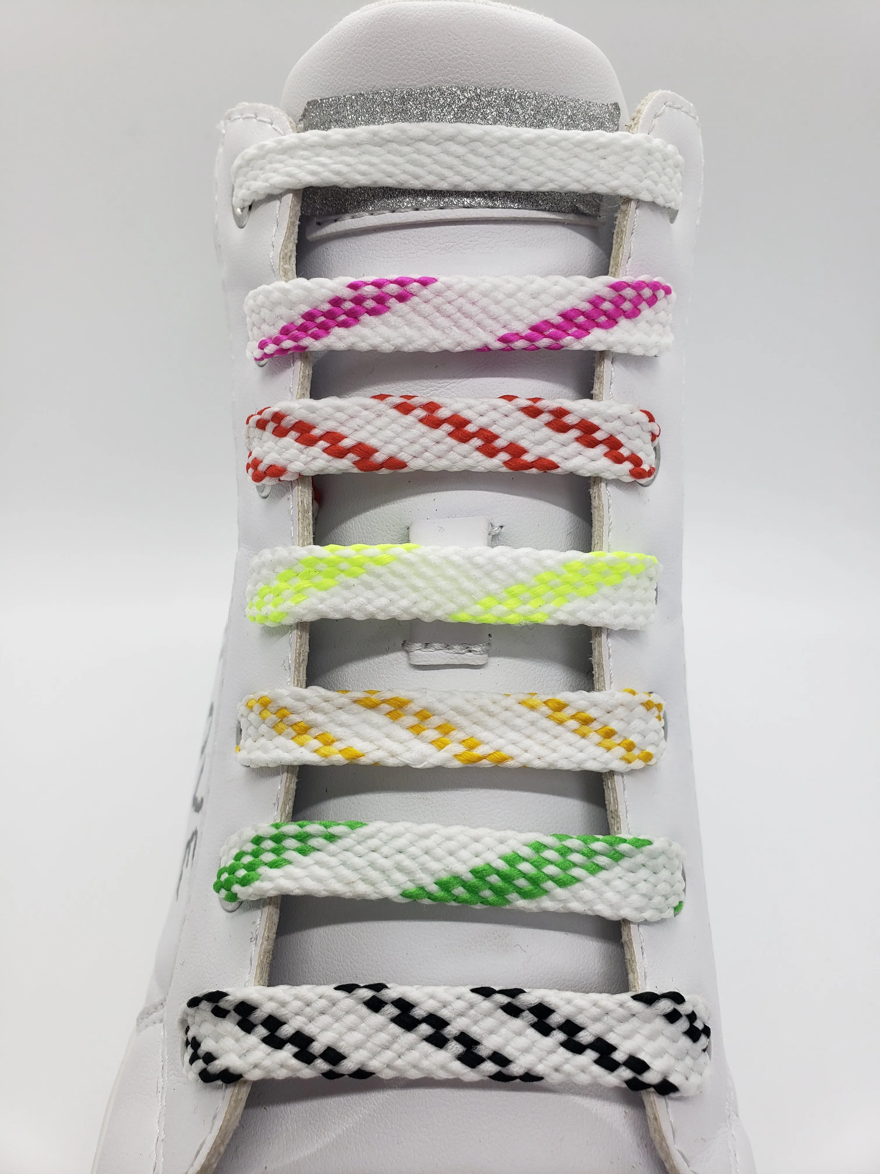 Flat Glow in the Dark Shoelaces - Pink and White