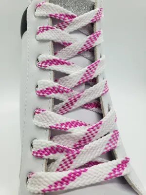 Flat Glow in the Dark Shoelaces - Pink and White