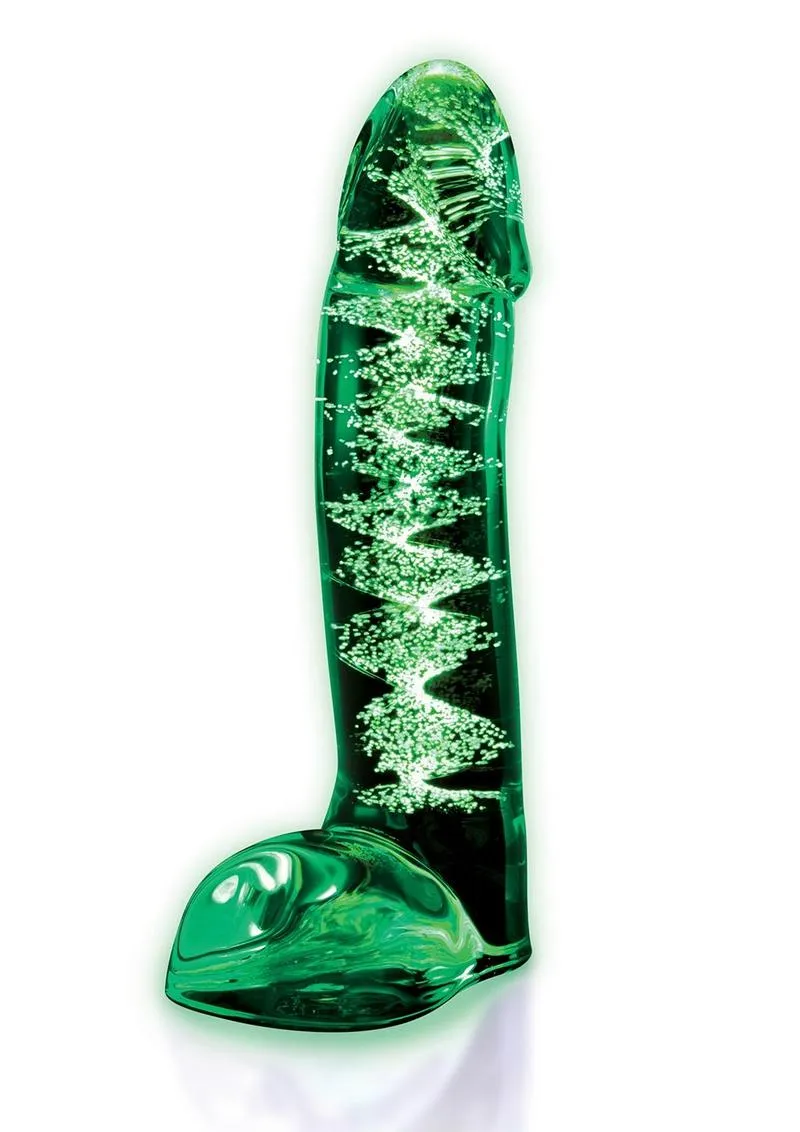 Glow In The Dark 5.5" Lifelike Glass Dildo with Balls
