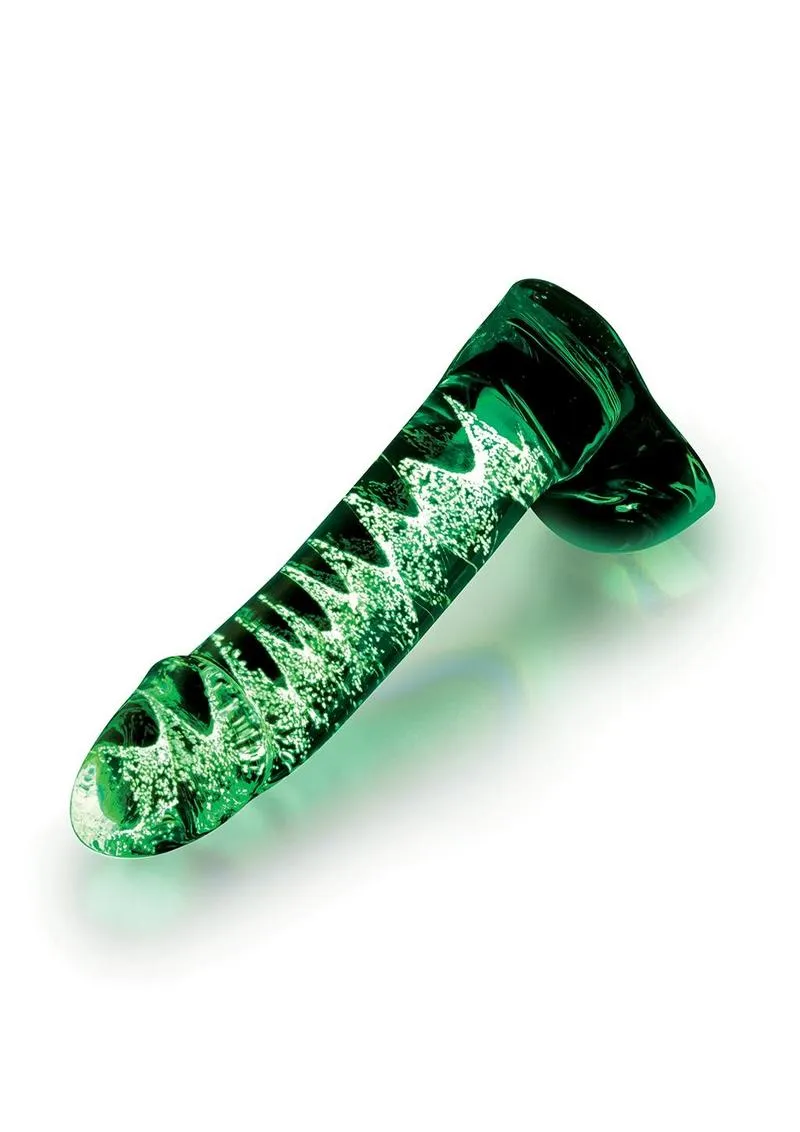 Glow In The Dark 5.5" Lifelike Glass Dildo with Balls
