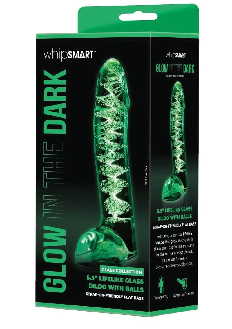 Glow In The Dark 5.5" Lifelike Glass Dildo with Balls