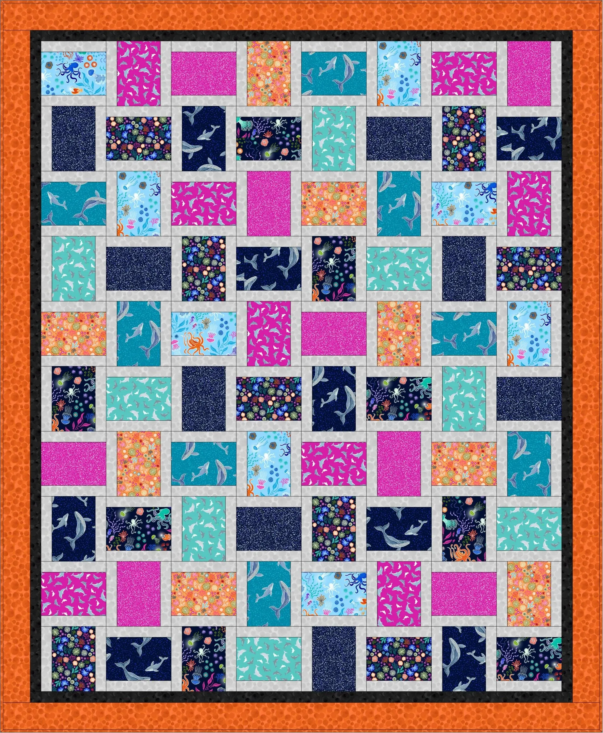 GLOW in the DARK Fabric UNDER THE OCEAN 2 Light Blue from Ocean Glow Collection By Lewis and Irene D#A779 C#1