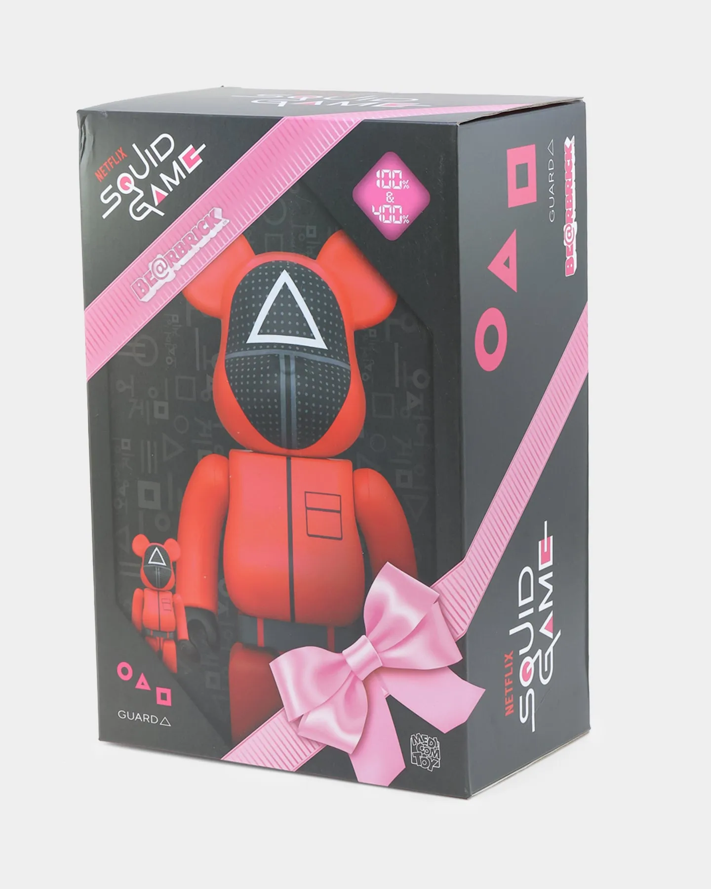 Medicom Toy Be@rbrick X Squid Games Triangle Guard 100% & 400% Figure Set Red/Black