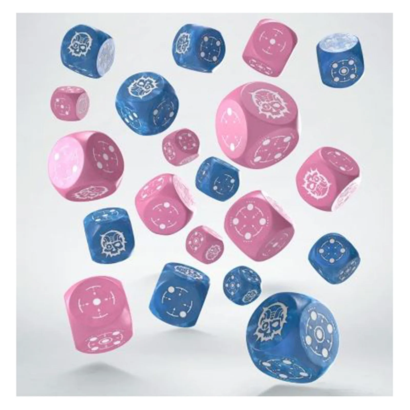 Q-Workshop Crosshairs Blue And Pink Compact 20D6 Dice Set